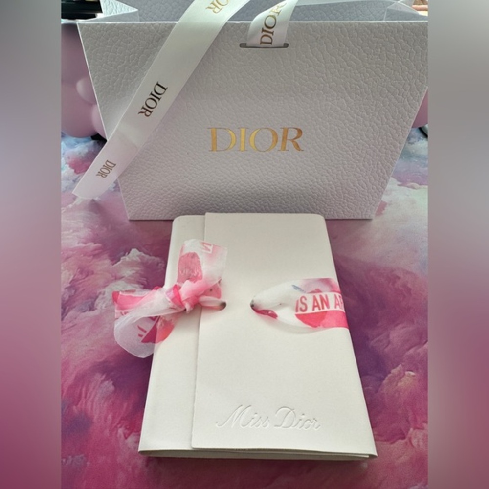Limited Edition Miss Dior Notebook with Pencil and Bag (NWOT; Pink/White)